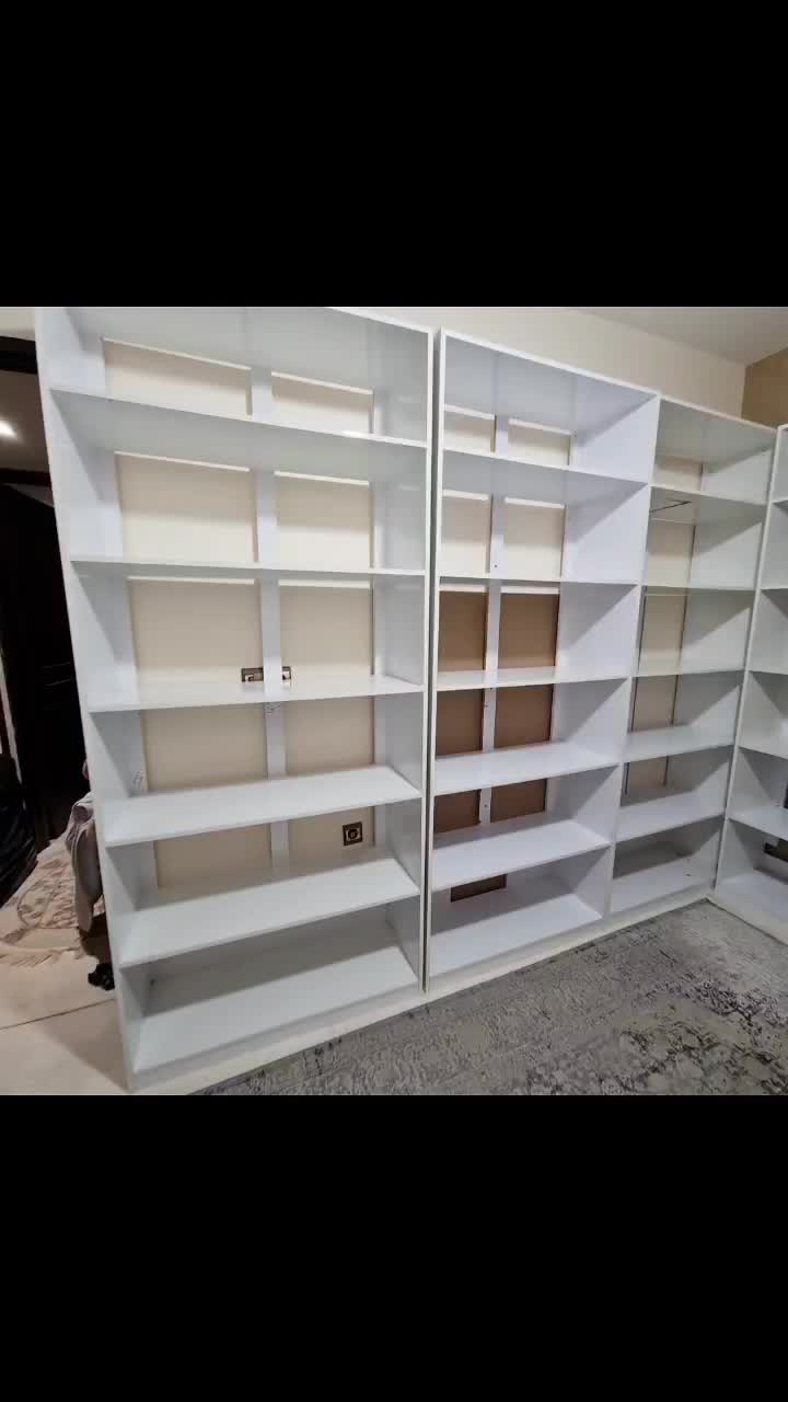 دکور ۶ طبقه چوبی سفید|کتابخانه، شلف، قفسه‌های دیواری|شاهین‌شهر, اقبال لاهوری|دیوار