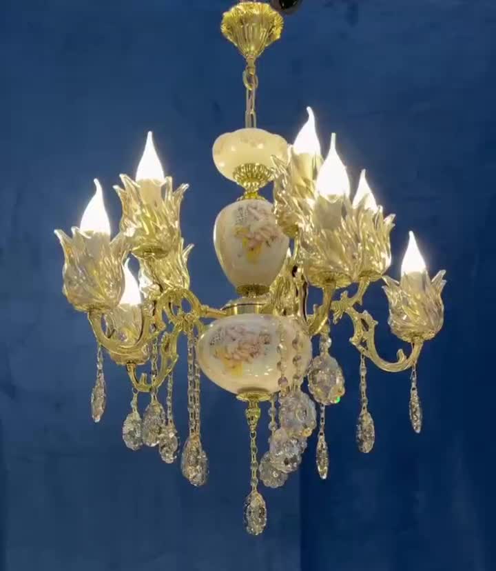 لوستراسکای لایت. فلزبرنجی ۵+۵ روشنایی سرپیچ e16|لوستر و چراغ آویز|تهران, نعمت‌آباد|دیوار