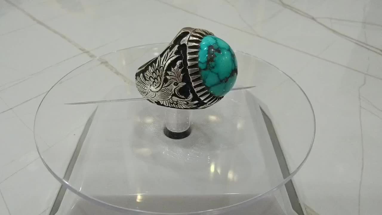 انگشتر فیروزه نیشابور سنگ زنده و خوش دست مغز سنگ|جواهرات|کهریزک, |دیوار