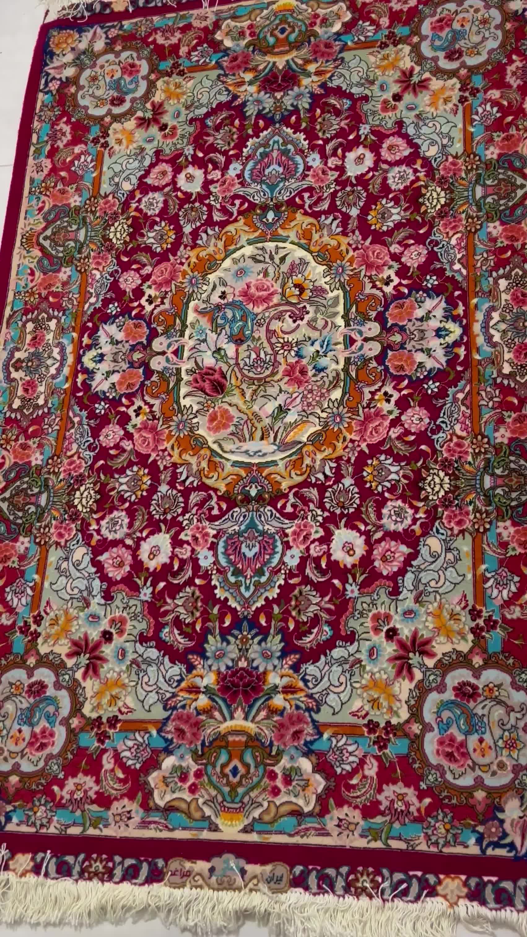 قالیچه ی زرع و نیم ابریشم تبریز|فرش|کرمانشاه, |دیوار