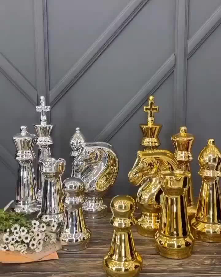 شطرنج لوکس طلایی دکوری جهیزیه فروش ویژه|مجسمه، تندیس، ماکت|قم, لسانی|دیوار