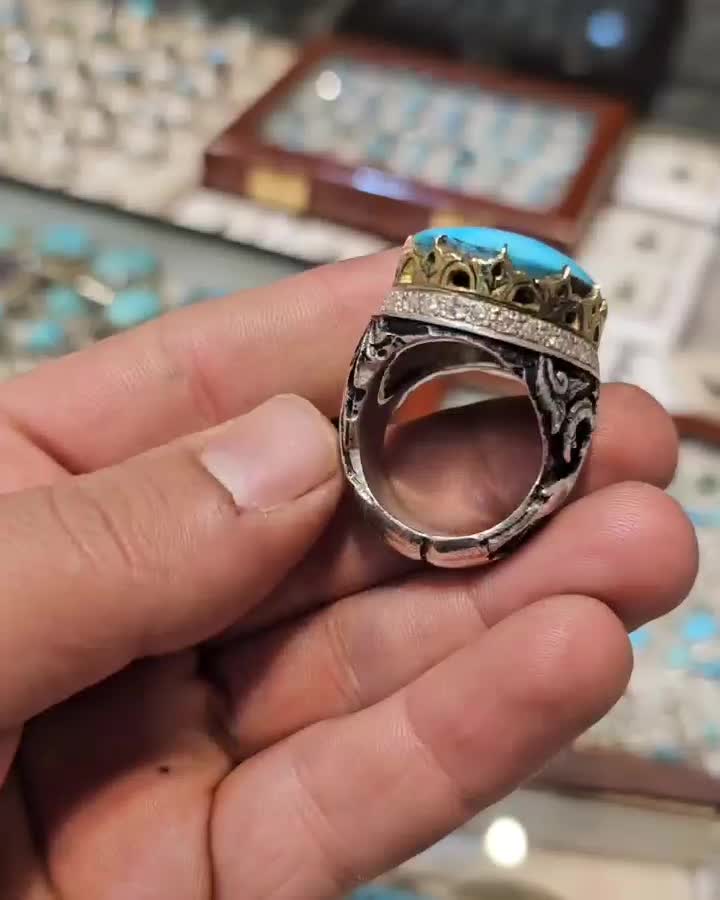 انگشتر فیروزه نیشابور مخراجکاری|جواهرات|میبد, |دیوار