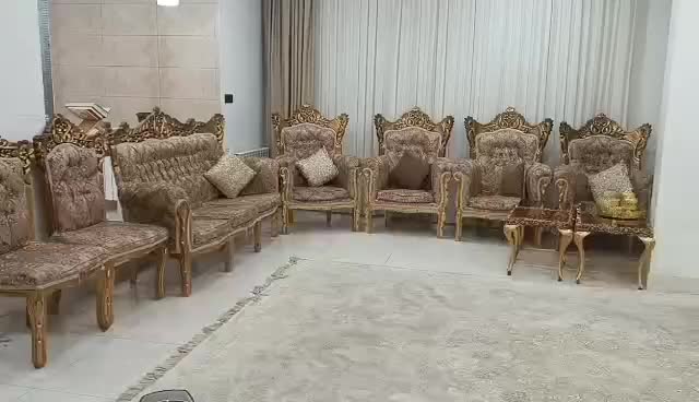 مبل سلطنتی 9 نفره همراه با جلو مبلی ست مبل|مبلمان خانگی و میز عسلی|بانه, |دیوار